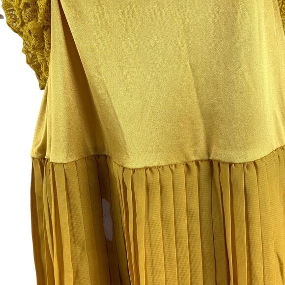 Pretty Angels Small Dress Silk Boho Yellow One Piece Accordion Skirt - Picture 6 of 8